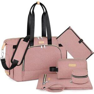 Large Diaper Bag Tote Mommy Bag Travel Baby Bag with Changing Pad and Pacifier C
